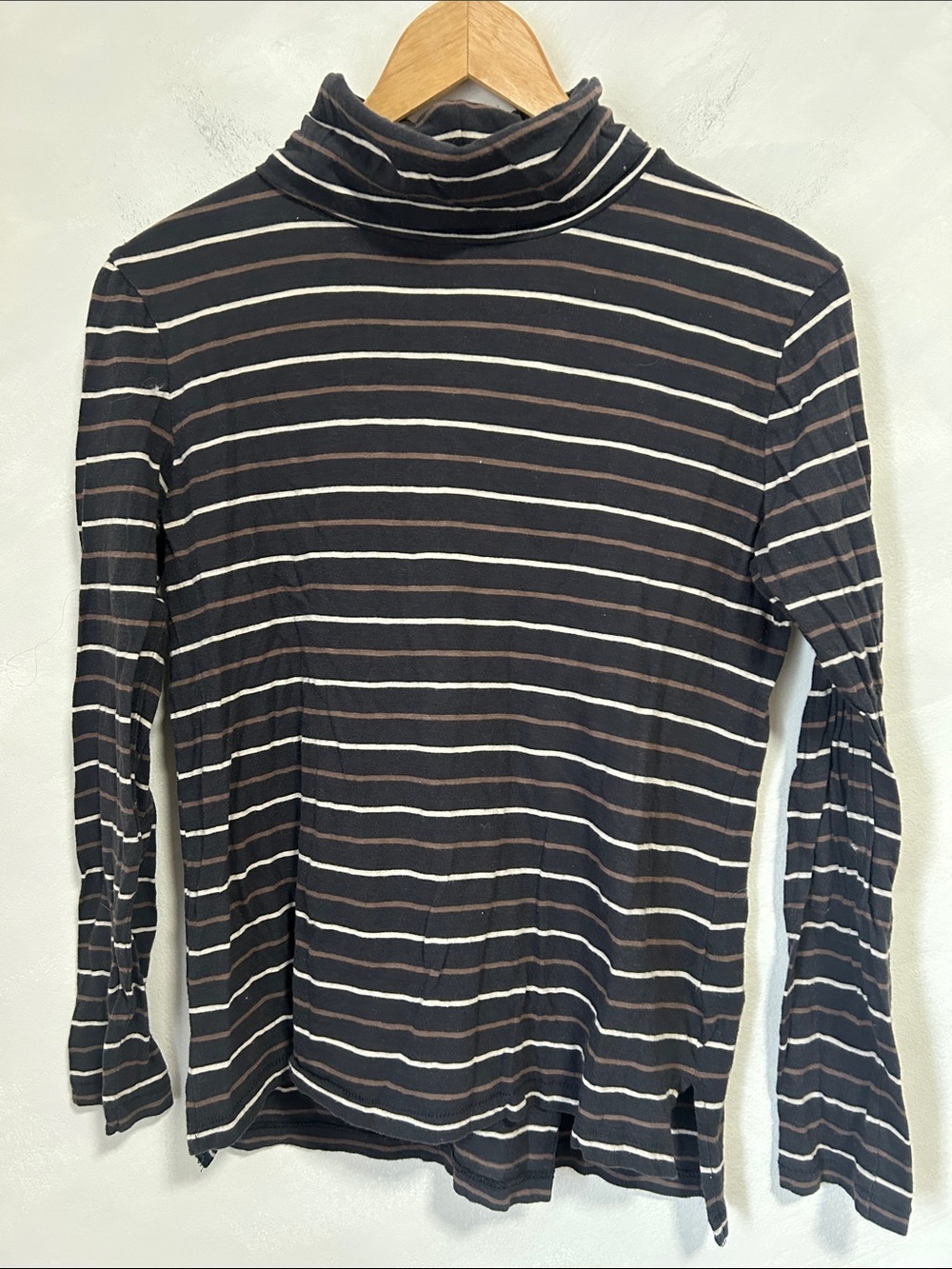 Madewell Whisper Cotton Turtleneck Top in Tessie Stripe small - Picture 4 of 9